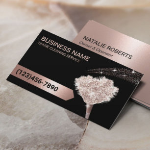 House Cleaning Roos Gold Glitter Maid Service Visitekaartje