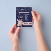 House Cleaning Roos Gold Housekeeping Navy Floral Flyer (Hand)