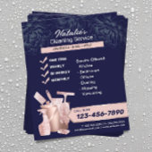 House Cleaning Roos Gold Housekeeping Navy Floral Flyer