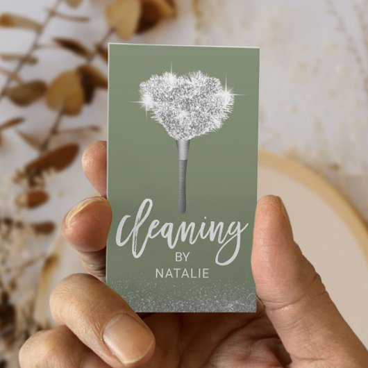 House Cleaning Sage Green Maid Service Visitekaartje