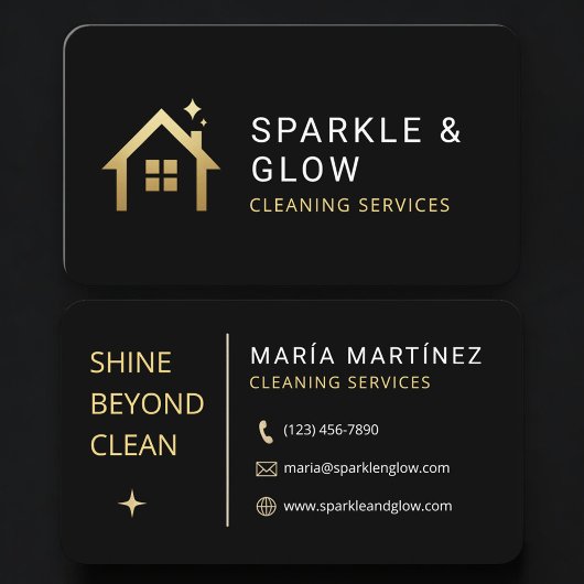 House Cleaning Service Black Gold Professional Visitekaartje