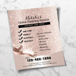 House Cleaning Service Blush Roos Gold Glitter Flyer<br><div class="desc">Klantenreinigingsservice Modern Blush Roos Gold Glitter Flyers.</div>