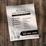 House Cleaning Service Blush & Silver Housekeeping Flyer<br><div class="desc">Home Cleaning Service Roos Gold Silver Glitter Housekeeping Flyers.</div>