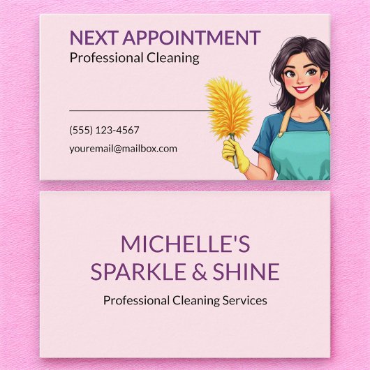 House Cleaning Service Business Appointment Card Afsprakenkaartje