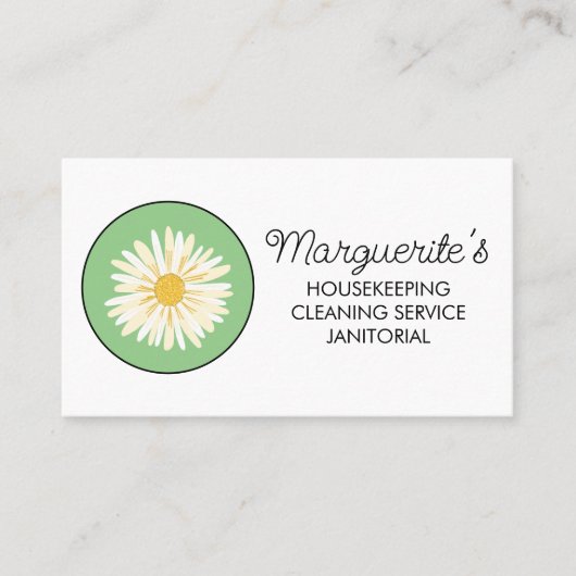 House Cleaning Service Daisy Logo Social Icons Visitekaartje (Voorkant)