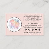 House Cleaning Service Daisy Logo Social Icons Visitekaartje (Achterkant)