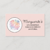 House Cleaning Service Daisy Logo Social Icons Visitekaartje (Voorkant)