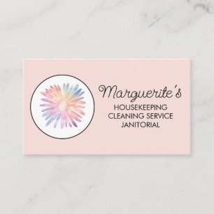 House Cleaning Service Daisy Logo Social Icons Visitekaartje