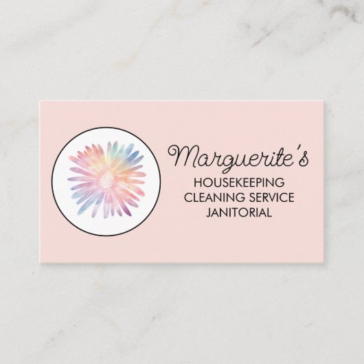 House Cleaning Service Daisy Logo Social Icons Visitekaartje (Voorkant)