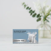 House Cleaning Service Dusty Blue Silver Glitter Visitekaartje (Staand voorkant)