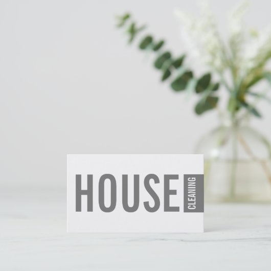 House Cleaning Service Grey Bold Lettering Visitekaartje (Staand voorkant)