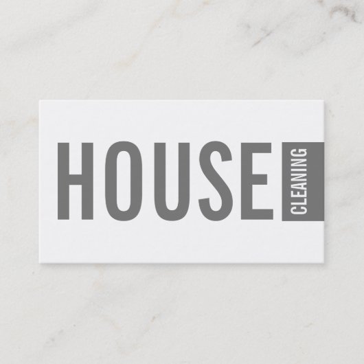 House Cleaning Service Grey Bold Lettering Visitekaartje (Voorkant)