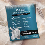 House Cleaning Service House Handhaving Blauwgroen Flyer<br><div class="desc">Home Cleaning Service Blauwgroen & Silver Glitter Housekeeping Flyers.</div>