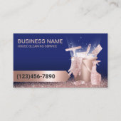House Cleaning Service Modern Blue & Rose Gold Visitekaartje (Voorkant)