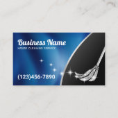 House Cleaning Service Modern Navy Blue Silver Visitekaartje (Voorkant)