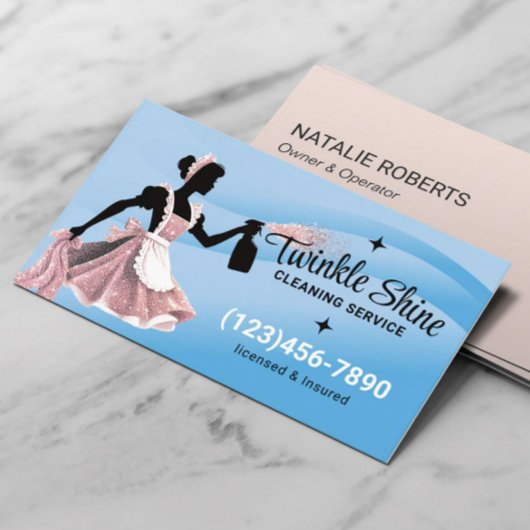 House Cleaning Service Moderne Blauwe Curven Visitekaartje