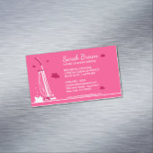 House Cleaning Service Pink Vacuum Magnetisch Visitekaartje (Voorbeeld)