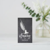 House Cleaning Service Retro Vacuum Cleaner Visitekaartje (Staand voorkant)