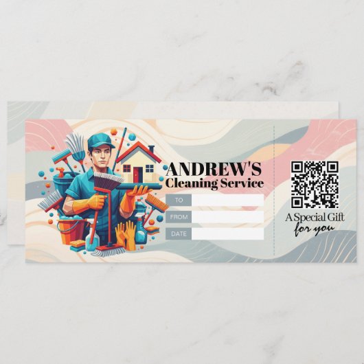 House Cleaning Services Gift Certificate Voucher Kaart (Voorkant / Achterkant)