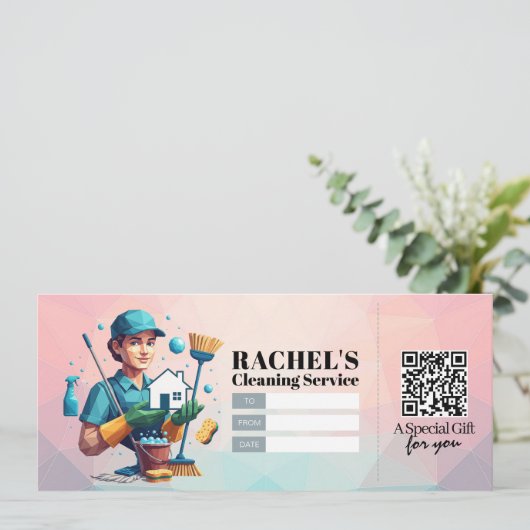 House Cleaning Services Gift Certificate Voucher Kaart (Staand voorkant)