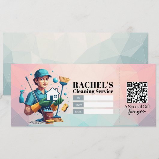 House Cleaning Services Gift Certificate Voucher Kaart (Voorkant / Achterkant)