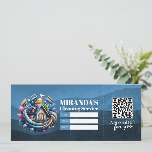 House Cleaning Services Gift Certificate Voucher Kaart (Staand voorkant)