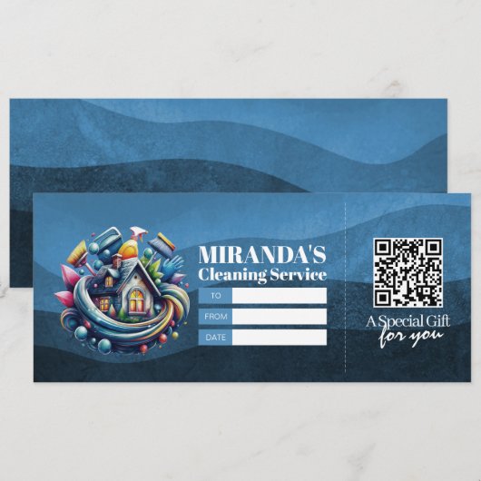 House Cleaning Services Gift Certificate Voucher Kaart (Voorkant / Achterkant)