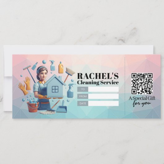 House Cleaning Services Gift Certificate Voucher Kaart (Voorkant)