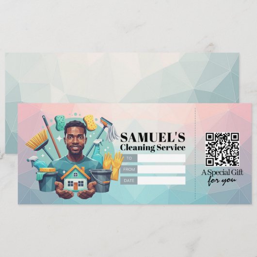 House Cleaning Services Gift Certificate Voucher Kaart (Voorkant / Achterkant)