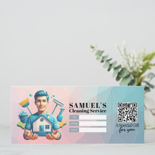 House Cleaning Services Gift Certificate Voucher Kaart (Staand voorkant)