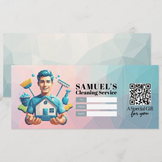 House Cleaning Services Gift Certificate Voucher Kaart (Voorkant / Achterkant)