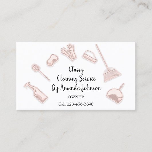 House Cleaning Services Gold Logo Maid Blush Visitekaartje (Voorkant)