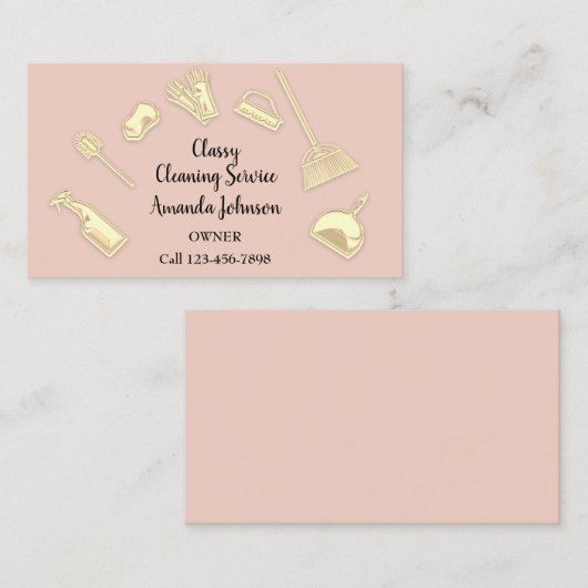 House Cleaning Services Gold Logo Maid Roos Visitekaartje (Voorkant / Achterkant)
