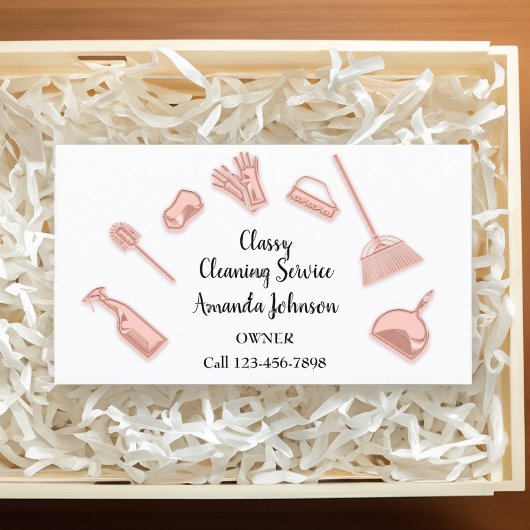 House Cleaning Services Gold Logo Maid White Visitekaartje