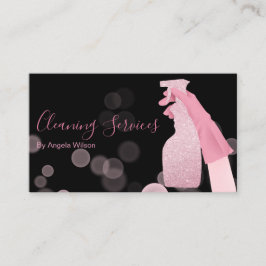 House Cleaning Services Maid Glitter Black Pink Visitekaartje