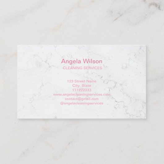 House Cleaning Services Maid Glitter Marble Chic Visitekaartje (Achterkant)