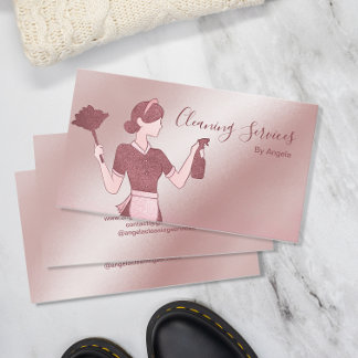 House Cleaning Services Maid Roos Gold Glitter Visitekaartje