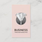 House Cleaning Silver Feather Duster Elegant Pink Visitekaartje (Voorkant)