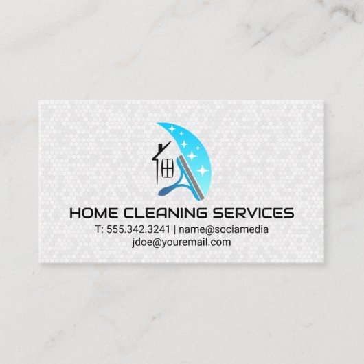 House Cleaning Squeegee Logo | tegelachtergrond Visitekaartje (Voorkant)