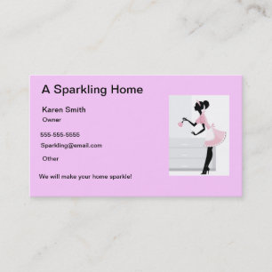 House Cleaning Visitekaartje Roze Maid Lady