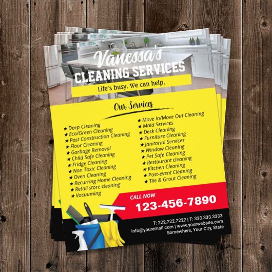 House Cleaning Window Cleaning Maid Service Gold Flyer