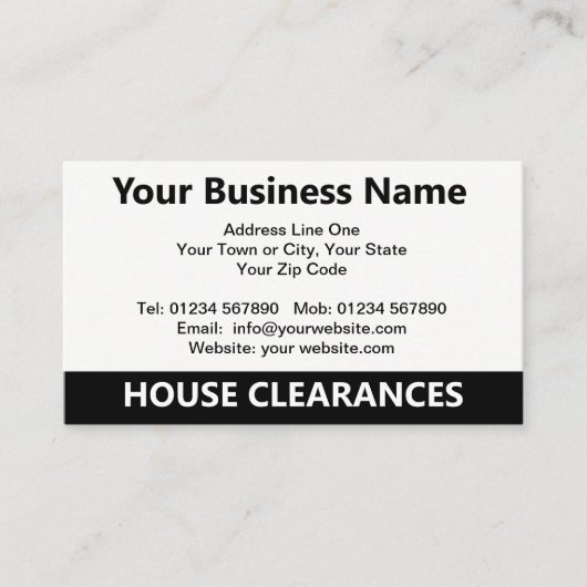 House Clearances QR Code Visitekaartje (Voorkant)