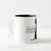 House Dachshund "Dinner is Coming" koffie-mok Tweekleurige Koffiemok (Voorkant links)