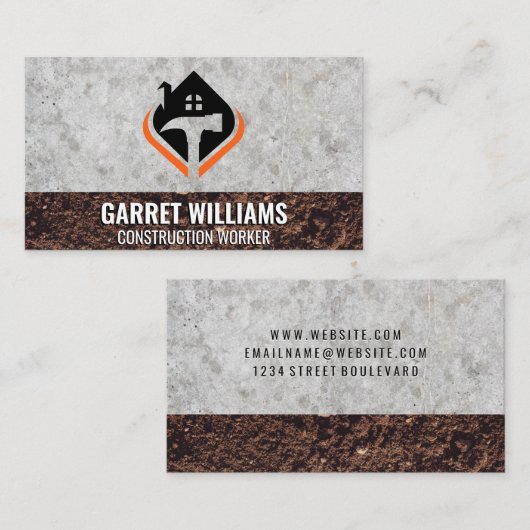 House en Hammer Logo | Beton en vuil Visitekaartje (Voorkant / Achterkant)