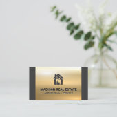 House Family Logo | Goud metaal Visitekaartje (Staand voorkant)