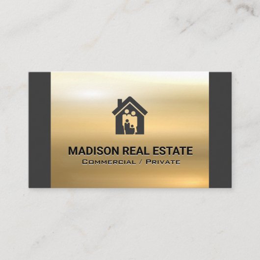 House Family Logo | Goud metaal Visitekaartje (Voorkant)