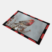 House Finch in Snow - Originele foto Deurmat (Schuin)