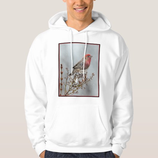House Finch in Snow - Originele foto Hoodie (Voorkant)