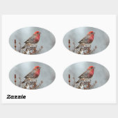 House Finch in Snow - Originele foto Ovale Sticker (Vel)