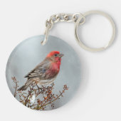 House Finch in Snow - Originele foto Sleutelhanger (Achterkant)